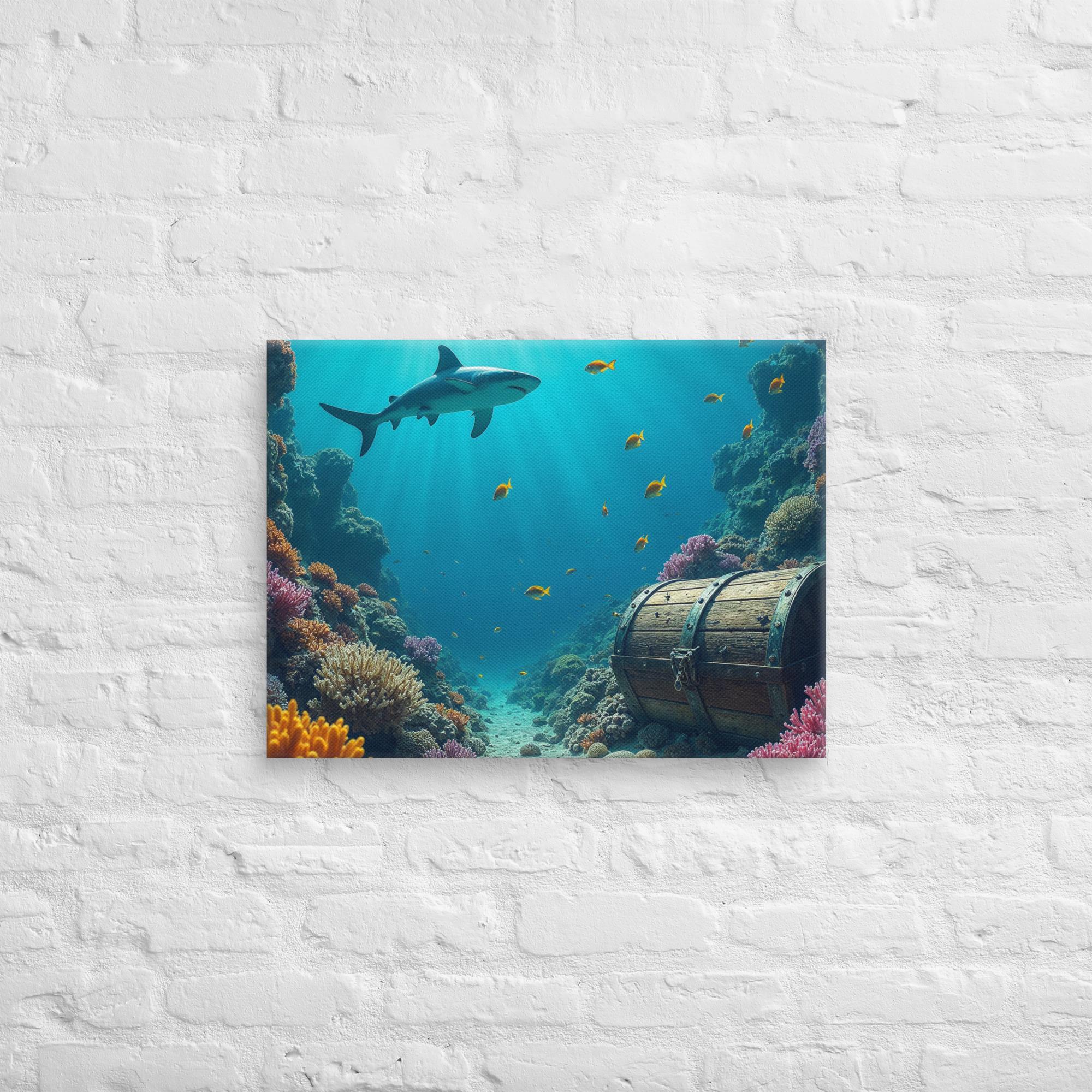 Ultimate Dive Adventure Canvas Print – Shark & Treasure Dive 45