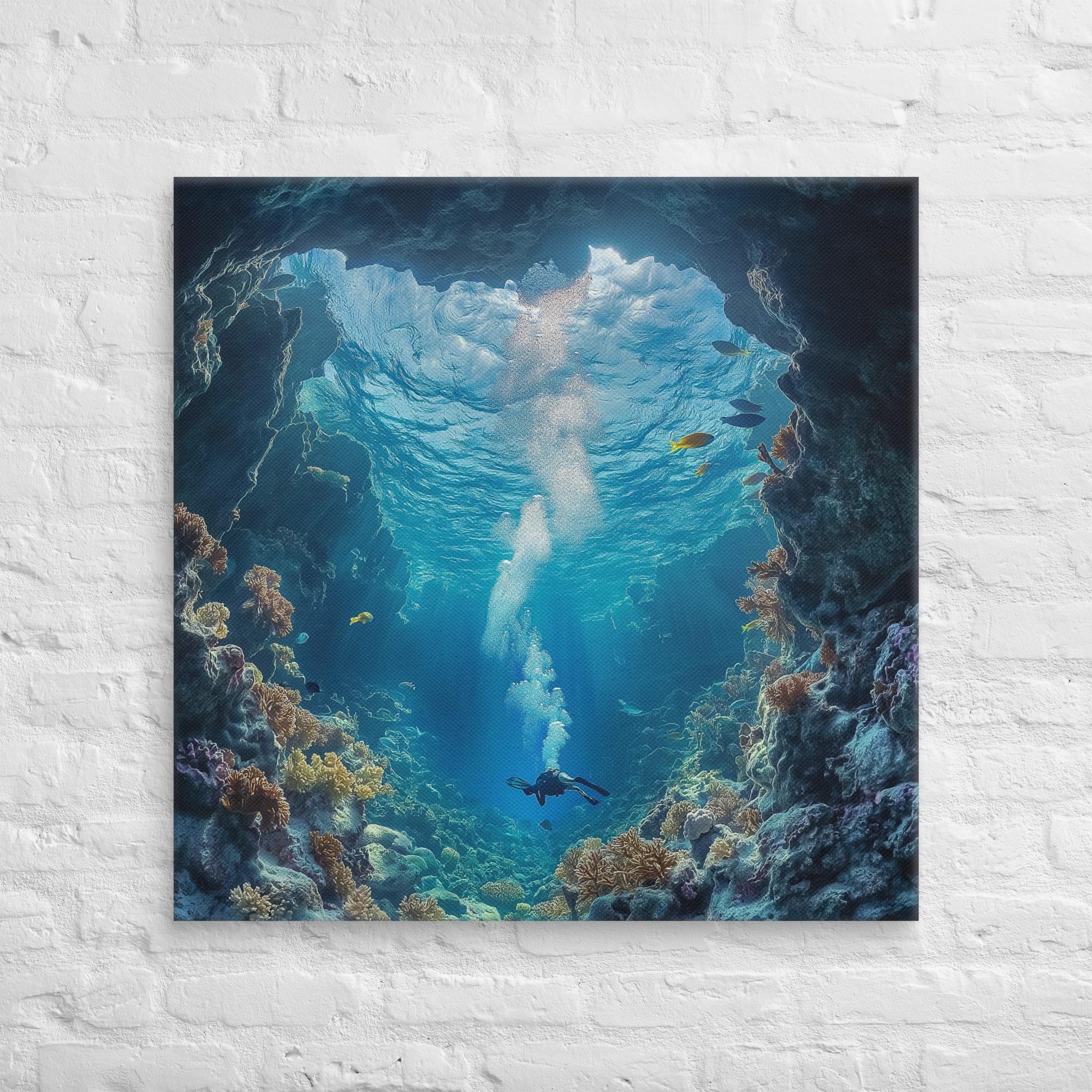 Exploring the Blue Abyss Canvas 32
