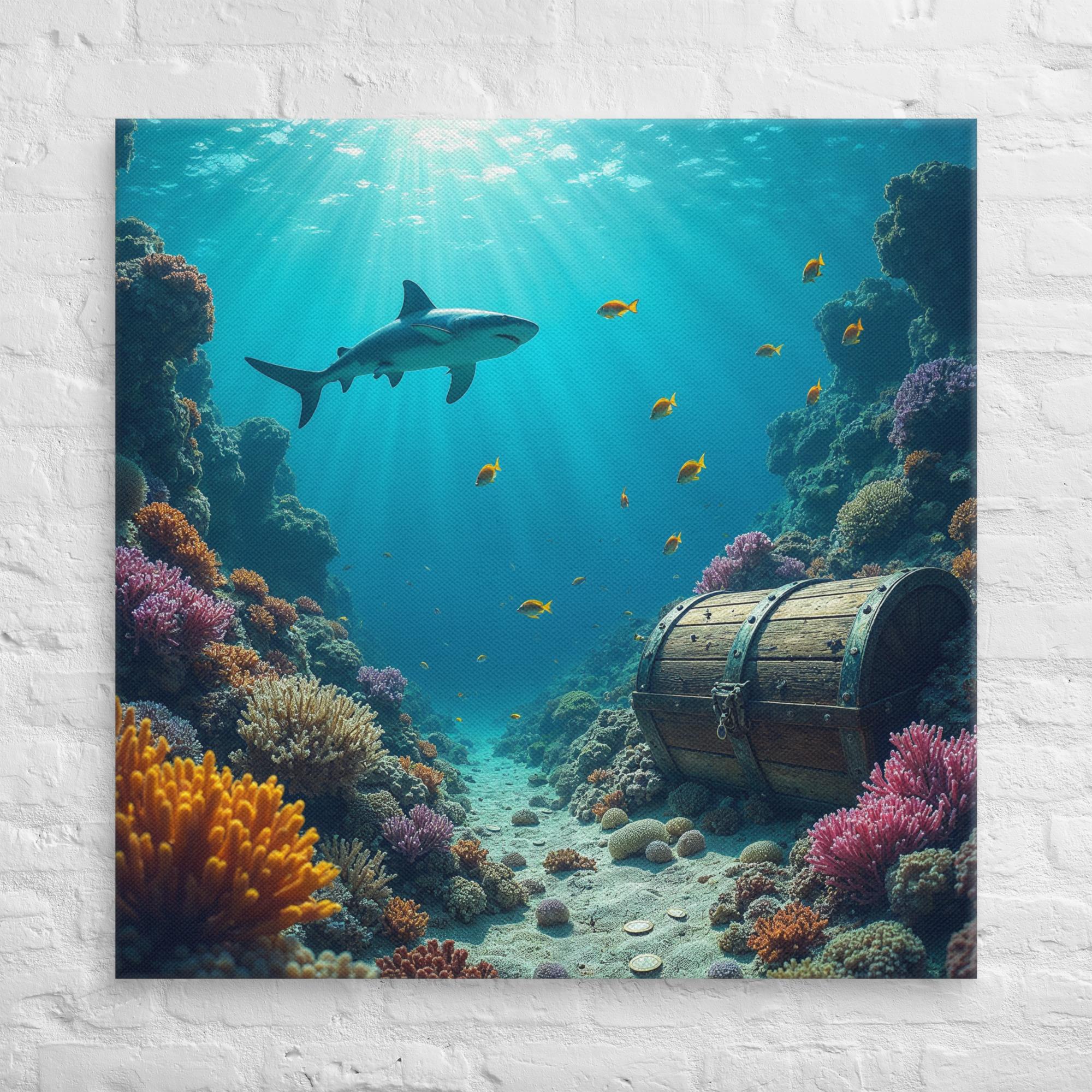 Ultimate Dive Adventure Canvas Print – Shark & Treasure Dive 34
